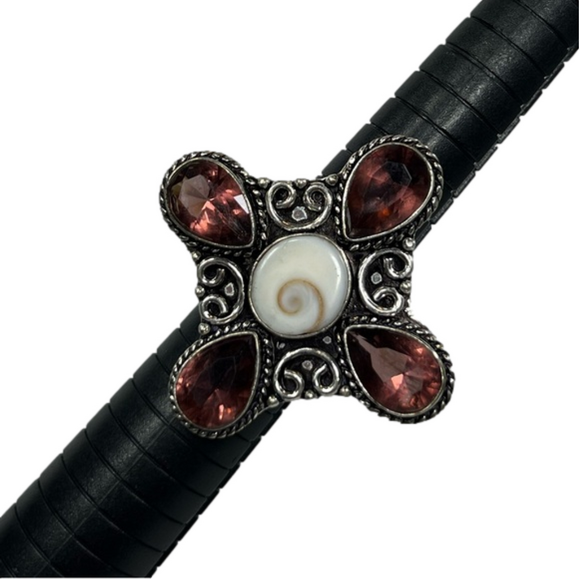 Shiva Shell 925 Gemstone Ring size 9 - Picture 1 of 3